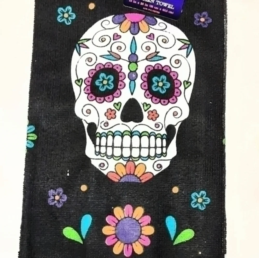 ☄Halloween Day Of The Dead Skull Kitchen Towel